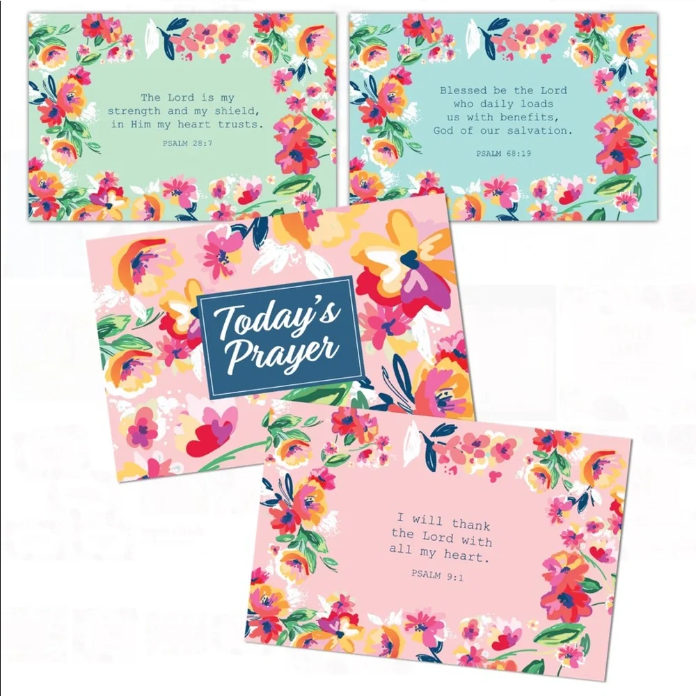 Christian Floral Prayer Cards, 2 Sets (20 ct ea)